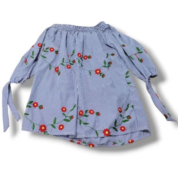 Mirror Image Top Size Medium Woman's Off Shoulder Blouse 3/4 Sleeves Embroidered - Picture 7 of 8